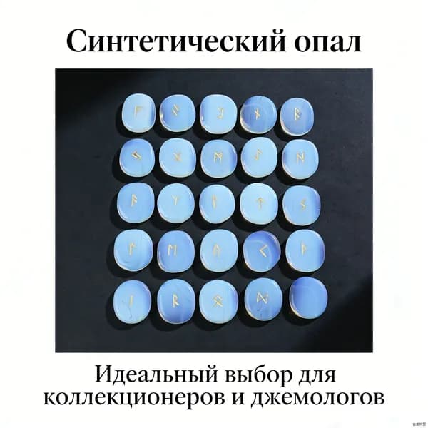 Скандинавские руны, голубой опал 25*20*5 мм, магические инструменты