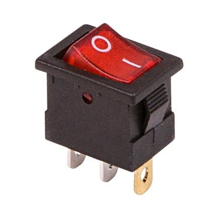 Выключатель клавишный 12В 15А 2-позиционный On-Off красный индикатор Mini (3с)