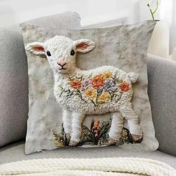 Наволочка 45x45 см 1 шт лён, разноцветный животные