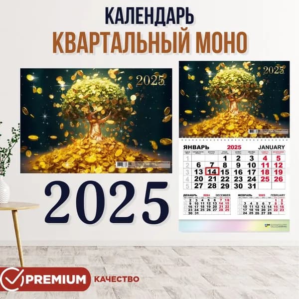 Календарь моно квартальный 2025, 300х460мм