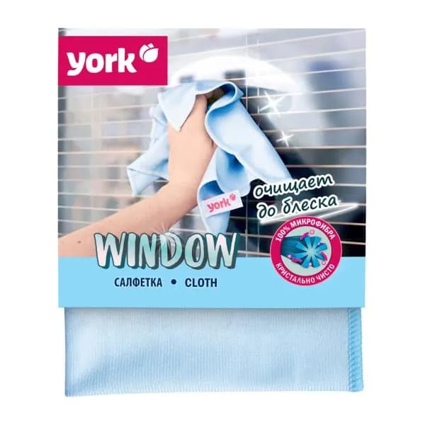 Cалфетка York для стёкол и зеркал микрофибра 30*30см