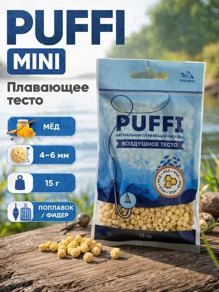 Плавающая насадка PUFFI MINI (4-6 мм), Мёд - воздушное тесто для рыбалки, карась, карп, фидер, поплавок, донка
