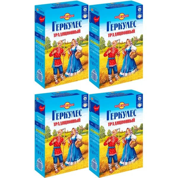 Хлопья Русский Продукт Геркулес традиционный овсяные 500 г, набор: 4 штуки