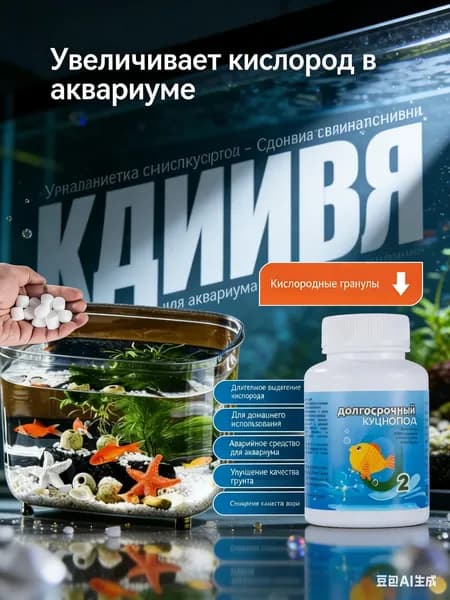 Кислородные таблетки для аквариума: аэрация воды, медленное высвобождение O2, очистка воды для рыб, 1 флакон