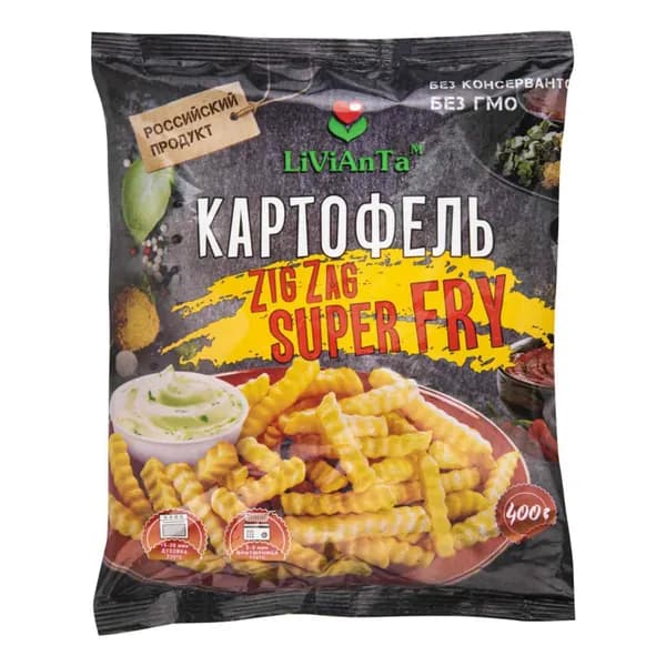 Картофель фри LiViAnTa Zig Zag замороженный 400 г