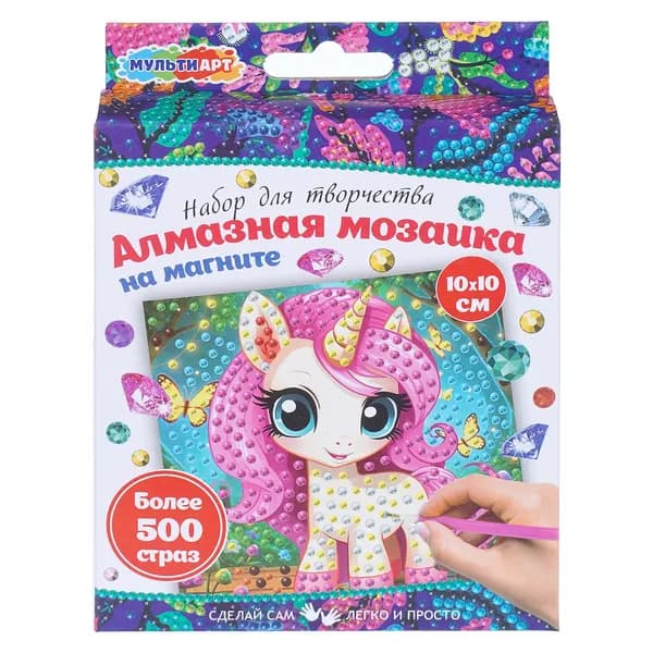 Набор для творчества Алмазная мозаика для детей на магните единорог МУЛЬТИ АРТ