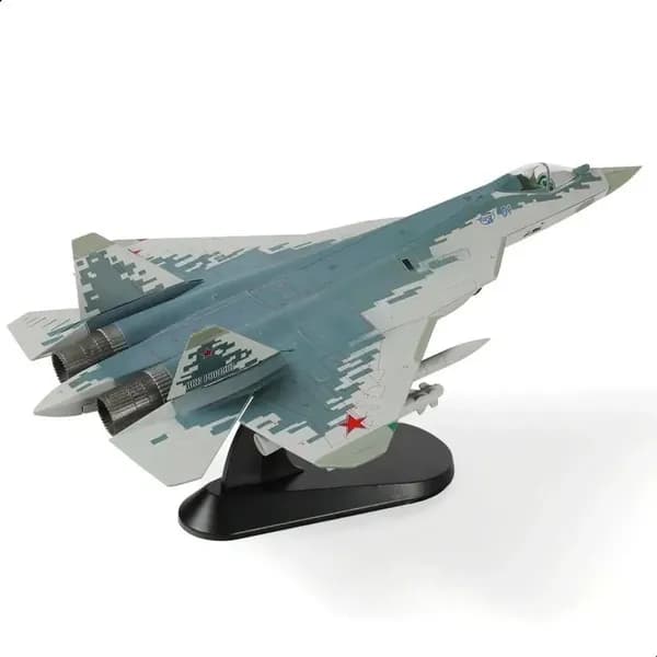 Модель самолета в сборе, 1 / 72 SU-57 Модель самолета с дисплейным стендом Военный стелс SU57 Plane Model Collection Подарок для взрослых