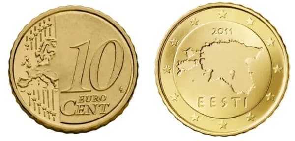 Эстония 10 евро центов 2011