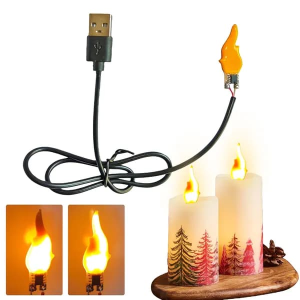 USB-светодиодный фитиль с эффектом пламени, 36 14 2 мм, 5 В, из ABS