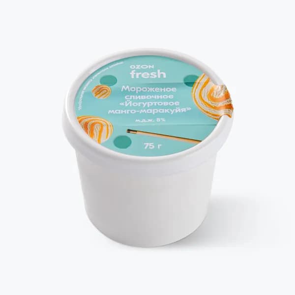Мороженое йогуртовое со вкусом манго-маракуйя, 75 г, Ozon Fresh