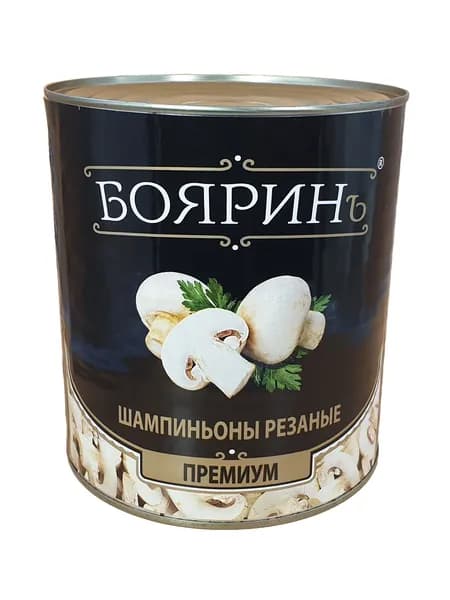 Шампиньоны резаные "Бояринъ" в большой банке, 3100 мл