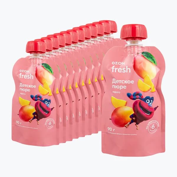 Пюре из манго для детей 90 г х 12 шт, Ozon fresh, с 6 месяцев