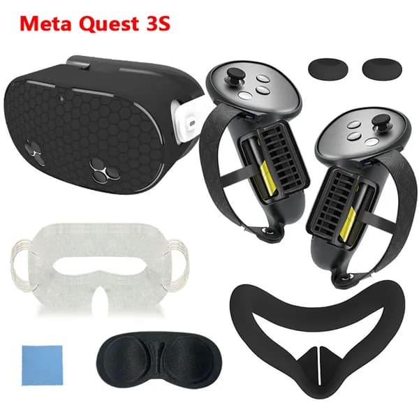 Подходит для силиконового чехла Meta /Oculus Quest 3s, аксессуаров для гарнитуры виртуальной реальности 7 в 1