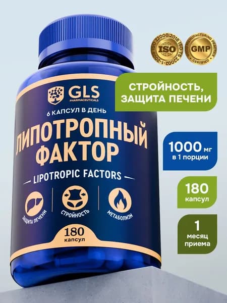 Липотропный фактор 180 капсул, бад для похудения, снижения веса, ускорения метаболизма, жиросжигатель, холин + инозит + метионин / витамины для женщин и мужчин