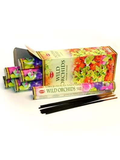 Благовония "Wild Orchids" 1_упаковка_20гр (ароматические индийские палочки ХЕМ для дома / аромапалочки HEM "Дикая Орхидея", 20_шт)