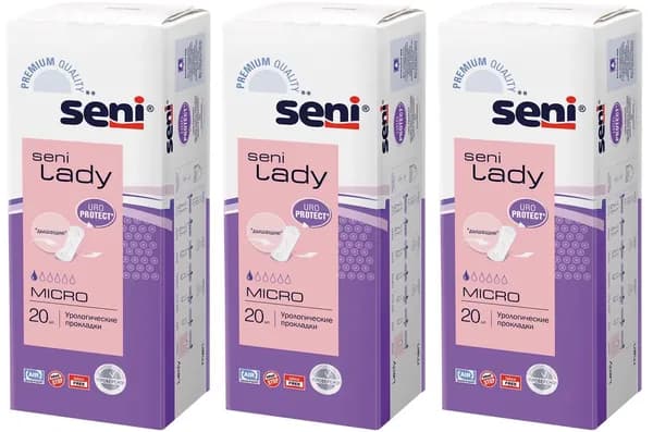 Прокладки урологические Seni Lady, размер Micro, 20 шт, 3уп.