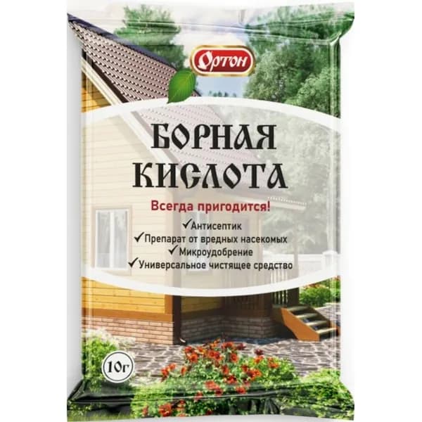 Удобрение Ортон Борная кислота, стимулятор роста и цветения, от вредителей, порошок, 10 г