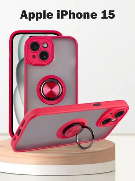 Чехол для Apple iPhone 15, с кольцом, защита камеры