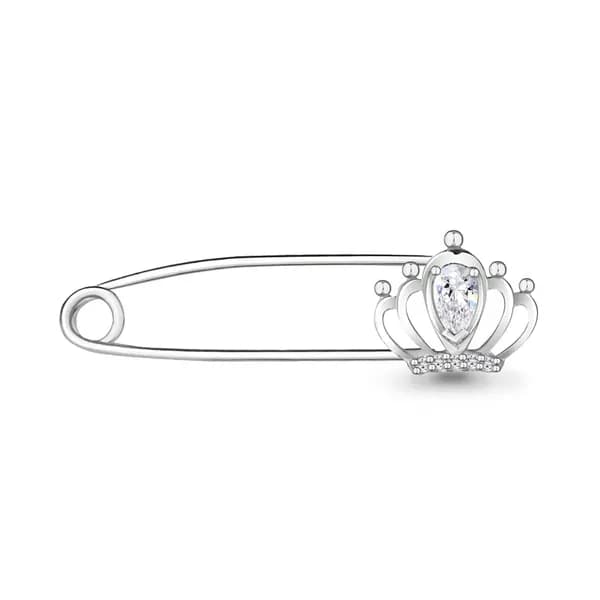 брошь женская, серебряная булавка, AQUAMARINE, корона