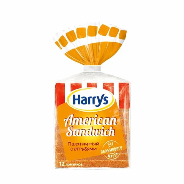 Хлеб тостовый Harry's American Sandwich с отрубями, 515 г
