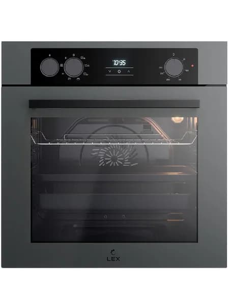 Духовой шкаф электрический Lex EDP 080 GR Steam, 72 л, режимы пара, гриля и конвекции, дисплей, утапливаемые ручки