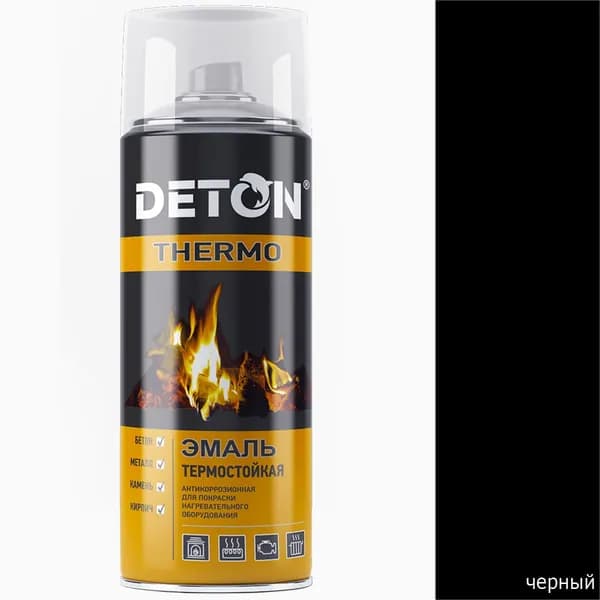 эмаль-аэрозоль термостойкая черная DETON TERMO (520мл)