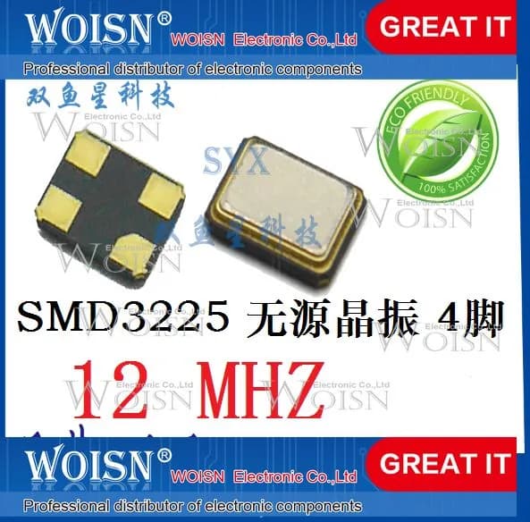 10шт 3225 12M 4-pin patch passive crystal oscillator 12MHz 4P resonator 3.2 * 2.5 SMD crystal наличный товар