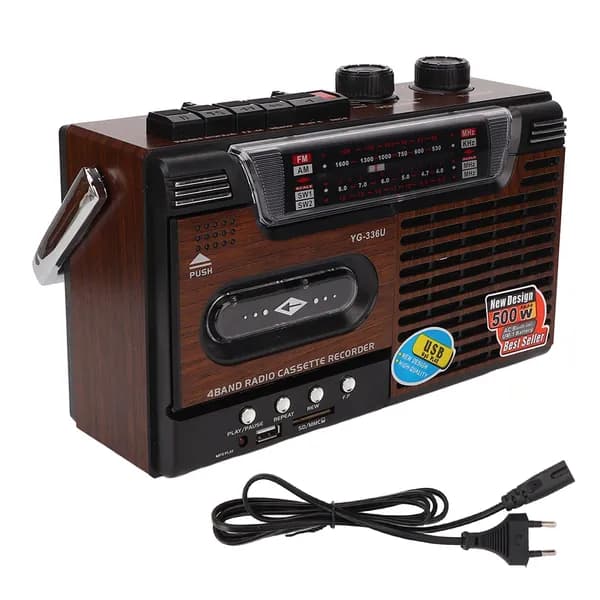 Портативный кассетный проигрыватель с AM/FM-радио, поддержкой карт памяти и USB, тихая работа, мощный прием сигнала, евророзетка, 220 В