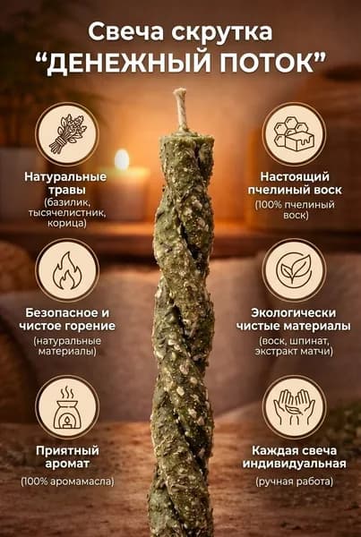 Свеча скрутка "Денежный поток"