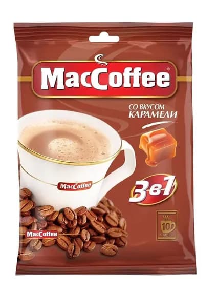 Кофейный напиток MacCoffee 3в1 со вкусом карамели растворимый 10шт х 18г