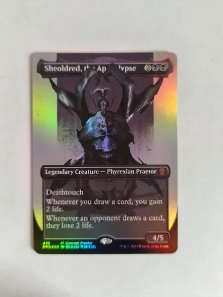 Портативные карты MTG Настройка и прокси высококачественной фольги Sheoldred, Апокалипсис