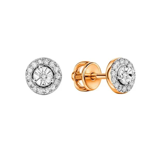 Серьги женские с бриллиантами из красного золота 585 пробы 585GOLD