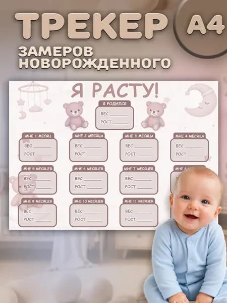 Постер трекер замеров новорожденного