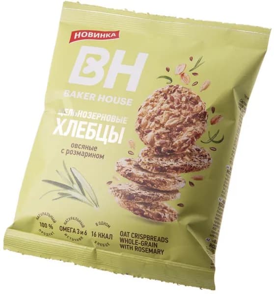 Хлебцы цельнозерновые Baker House овсяные с розмарином 50г