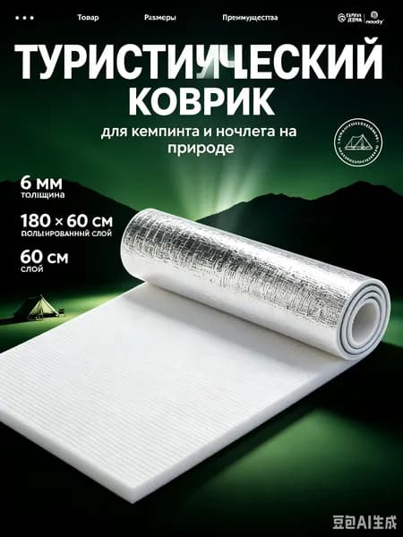 Коврик туристический с фольгой, 180x60x0,3 см