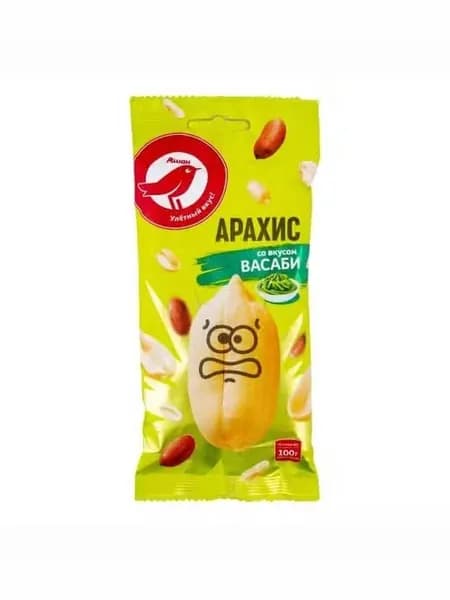 Арахис АШАН Красная птица очищенный со вкусом васаби 100 г