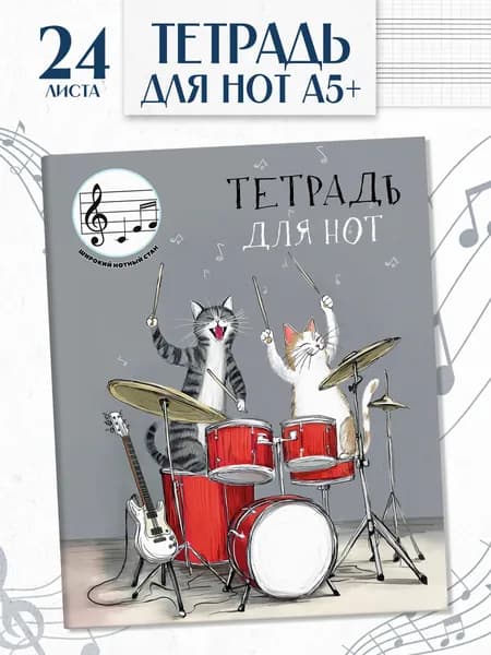 Тетрадь для нот с расширенным нотным станом 24 листа А5+ Феникс+, мягкий переплет
