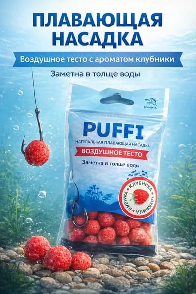 Плавающая насадка PUFFI воздушное тесто клубника для поплавочной ловли