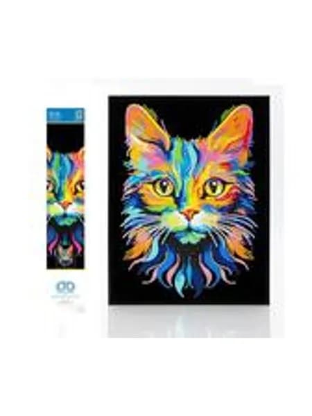 DIAMOND DOTZ 2594365 Набор для алмазной мозаики "Неоновая кошка", 5D, с неоновыми красками и бархатом, для взрослых и детей от 12 лет