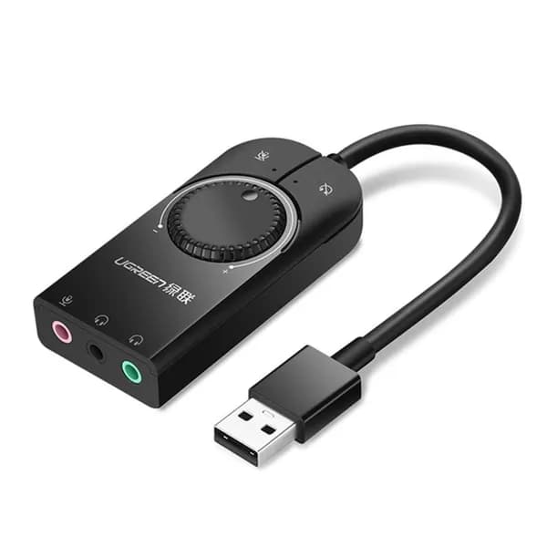 Звуковая карта внешняя Ugreen CM129 (40964) USB External Stereo Sound Adapter (15 см) чёрная