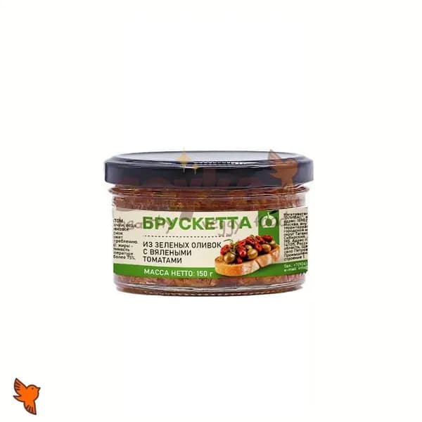Брускетта из зеленых оливок с вяленым томатом Оливатека, 150г