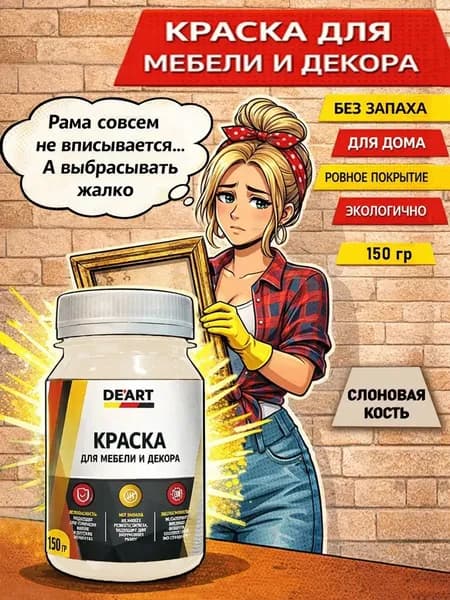 Краска для декора и мебели 150гр слоновая кость