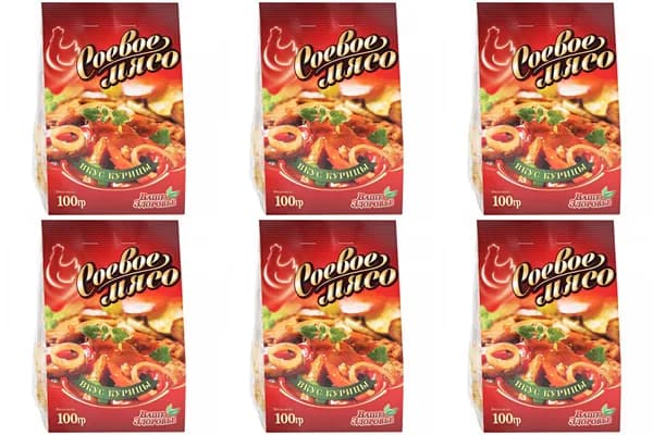 Ваше Здоровье СОЕВОЕ МЯСО вкус КУРИЦЫ 100г, 6шт