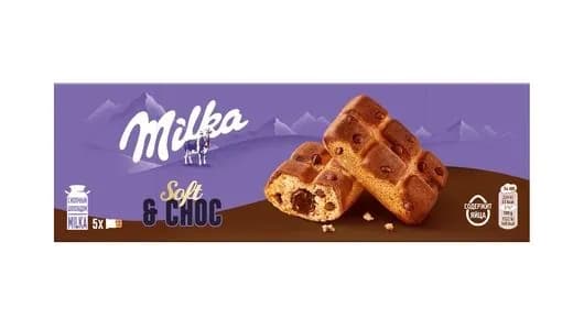 Пирожное бисквитное Milka с шоколадной начинкой и кусочками молочного шоколада 175 г