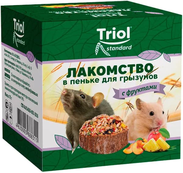 Лакомство TRIOL STANDARD лакомство в пеньке для мелких грызунов с фруктами