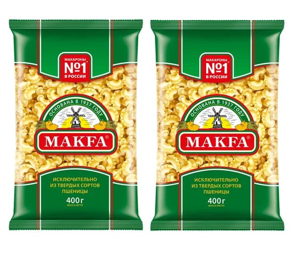 Изделия макаронные Петушиные Гребешки тм"MAKFA" 400гр * 2 пачки