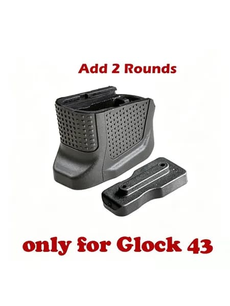 Удлинённое дно магазина +2 для Glock 43, алюминий/полимер, с усиленным вкладышем