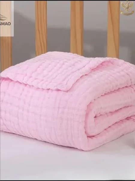 Плед 110x110 см хлопок двусторонний однотонный розовый