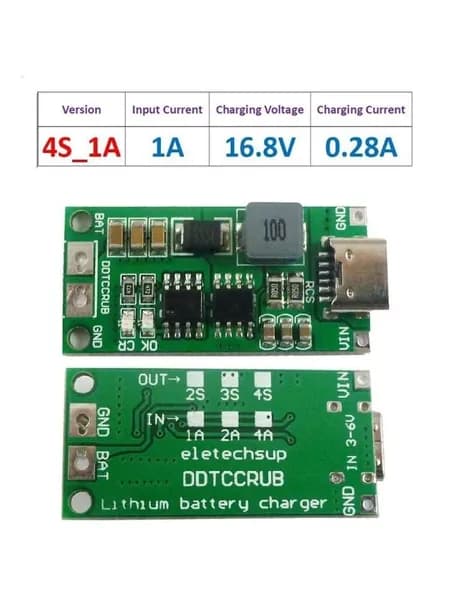 Многоэлементное литий-ионное зарядное устройство от 2S 3S 4S Type-C до 8,4 В 12,6 В 16,8 В, литиевая батарея 18650 7,4 В 11,1 В 14,8 В