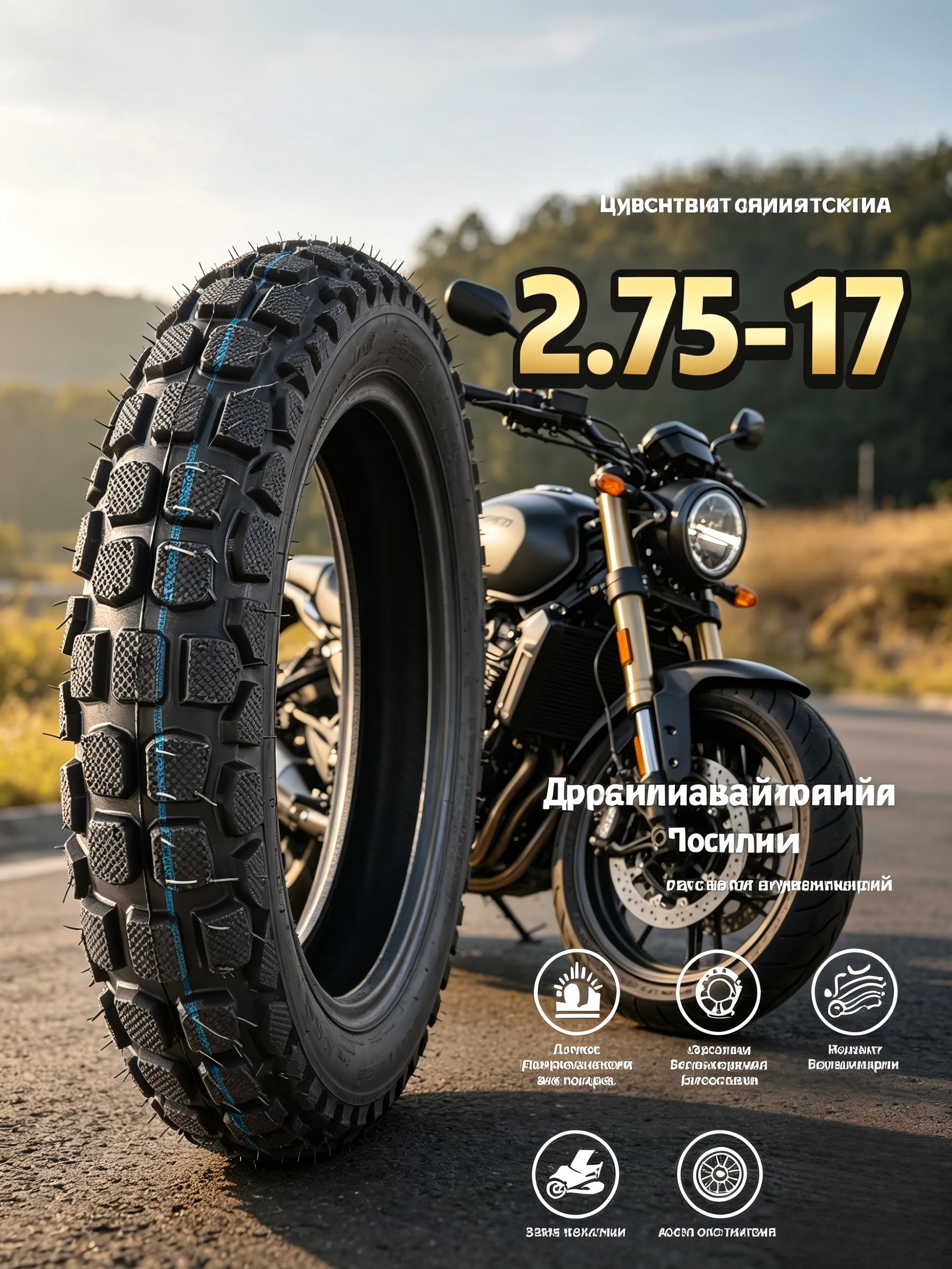 Мотошина 2.75-17, 6 слоёв, усиленная Мотошины  70/R17 44 A6